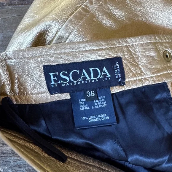 Vintage Escada 1990’s gold metallic mini pencil skirt EVC size Small (euro 38) - Picture 8 of 11
